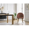 Image de Chaise LALIE tissu velours côtelé et pieds scandinaves bois orange BOBOCHIC