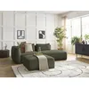 Image de Canapé droit fixe 3 places LEOPOLD velours côtelé avec pouf vert clair accoudoir droit BOBOCHIC