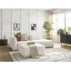 Image de Canapé droit fixe 3 places LEOPOLD tissu chiné avec pouf blanc accoudoir gauche BOBOCHIC