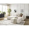 Image de Canapé droit fixe 3 places LEOPOLD tissu chiné avec pouf blanc accoudoir droit BOBOCHIC