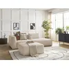 Image de Canapé droit fixe 3 places LEOPOLD tissu chiné avec pouf beige accoudoir gauche BOBOCHIC