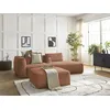 Image de Canapé droit fixe 3 places LEOPOLD tissu chiné avec pouf orange accoudoir gauche BOBOCHIC