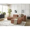 Image de Canapé droit fixe 3 places LEOPOLD tissu chiné avec pouf orange accoudoir droit BOBOCHIC