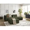Image de Canapé droit fixe 3 places LEOPOLD tissu chiné avec pouf vert foncé accoudoir gauche BOBOCHIC