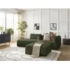 Image de Canapé droit fixe 3 places LEOPOLD tissu chiné avec pouf vert foncé accoudoir droit BOBOCHIC
