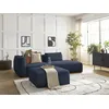 Image de Canapé droit fixe 3 places LEOPOLD tissu chiné avec pouf bleu foncé accoudoir gauche BOBOCHIC