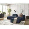 Image de Canapé droit fixe 3 places LEOPOLD tissu chiné avec pouf bleu foncé accoudoir droit BOBOCHIC