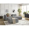 Image de Canapé droit fixe 3 places LEOPOLD tissu chiné avec pouf gris clair accoudoir gauche BOBOCHIC