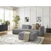 Image de Canapé droit fixe 3 places LEOPOLD tissu chiné avec pouf gris clair accoudoir droit BOBOCHIC