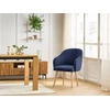 Image de Chaise SOPHIE tissu texturé et pieds scandinaves bois bleu foncé BOBOCHIC