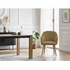 Image de Chaise SOPHIE tissu velours côtelé et pieds scandinaves bois jaune BOBOCHIC