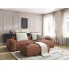 Image de Canapé d'angle réversible ultra moelleux BOHEME cuir végan avec pouf marron foncé BOBOCHIC 4 places