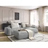 Image de Canapé d'angle réversible ultra moelleux BOHEME cuir végan avec pouf gris clair BOBOCHIC 4 places