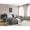Image de Canapé d'angle réversible ultra moelleux BOHEME cuir végan avec pouf gris foncé BOBOCHIC 4 places