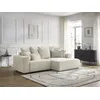 Image de Canapé d'angle convertible coffre ATILLA tissu chiné blanc angle droit BOBOCHIC 3 places