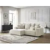 Image de Canapé d'angle convertible coffre ATILLA tissu chiné blanc angle gauche BOBOCHIC 3 places