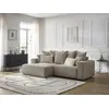 Image de Canapé d'angle convertible coffre ATILLA tissu chiné taupe angle gauche BOBOCHIC 3 places