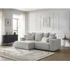 Image de Canapé d'angle convertible coffre ATILLA tissu chiné gris clair angle gauche BOBOCHIC 3 places