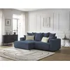 Image de Canapé d'angle convertible coffre ATILLA tissu chiné bleu angle gauche BOBOCHIC 3 places