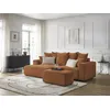 Image de Canapé d'angle convertible coffre ATILLA tissu chiné avec pouf orange angle gauche BOBOCHIC 5 places