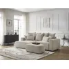 Image de Canapé d'angle convertible coffre ATILLA tissu texturé avec pouf beige angle gauche BOBOCHIC 5 places