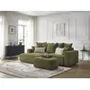Image de Canapé d'angle convertible coffre ATILLA tissu texturé avec pouf vert angle gauche BOBOCHIC 5 places