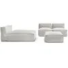 Image de Canapé de jardin modulable BIARRITZ avec bâche de protection, 2 chauffeuses 1 place, 1 méridienne et 1 pouf beige BOBOCHIC