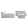 Image de Canapé de jardin modulable BIARRITZ avec bâche de protection, 2 chauffeuses 1 place, 1 méridienne et 1 pouf gris BOBOCHIC