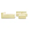 Image de Canapé de jardin modulable BIARRITZ avec bâche de protection, 2 chauffeuses 1 place, 1 méridienne et 1 pouf jaune BOBOCHIC