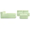 Image de Canapé de jardin modulable BIARRITZ avec bâche de protection, 2 chauffeuses 1 place, 1 méridienne et 1 pouf vert BOBOCHIC