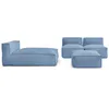 Image de Canapé de jardin modulable BIARRITZ avec bâche de protection, 2 chauffeuses 1 place, 1 méridienne et 1 pouf bleu BOBOCHIC