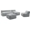 Image de Canapé de jardin modulable RIVIERA tissu chiné avec 1 chauffeuse 1 place, 1 chauffeuse 2 places, 1 méridienne gris clair BOBOCHIC