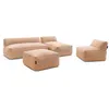 Image de Canapé de jardin modulable RIVIERA tissu chiné avec 1 chauffeuse 1 place, 1 chauffeuse 2 places, 1 méridienne orange BOBOCHIC