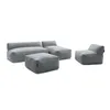 Image de Canapé de jardin modulable RIVIERA tissu chiné avec 1 chauffeuse 1 place, 1 chauffeuse 2 places, 1 méridienne noir BOBOCHIC