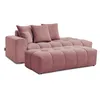 Image de Canapé droit fixe MONT-BLANC velours avec pouf rose accoudoir gauche BOBOCHIC 5 places