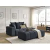 Image de Canapé droit fixe MONT-BLANC velours avec pouf bleu foncé accoudoir gauche BOBOCHIC 5 places