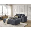 Image de Canapé droit fixe MONT-BLANC velours avec pouf gris foncé accoudoir droit BOBOCHIC 5 places