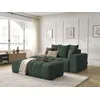 Image de Canapé droit fixe MONT-BLANC tissu chiné avec pouf vert accoudoir droit BOBOCHIC 5 places