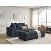 Image de Canapé droit fixe MONT-BLANC tissu chiné avec pouf bleu foncé accoudoir gauche BOBOCHIC 5 places
