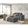 Image de Canapé droit fixe MONT-BLANC tissu chiné avec pouf gris foncé accoudoir droit BOBOCHIC 5 places