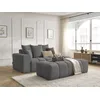 Image de Canapé droit fixe MONT-BLANC tissu chiné avec pouf gris foncé accoudoir gauche BOBOCHIC 5 places