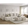 Image de Canapé panoramique fixe MONT-BLANC tissu chiné avec pouf beige BOBOCHIC 6 places