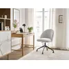 Image de Chaise de bureau LALIE tissu chiné et pietement à roulettes avec hauteur ajustable gris clair BOBOCHIC