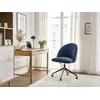 Image de Chaise de bureau LALIE tissu texturé et pietement à roulettes avec hauteur ajustable bleu foncé BOBOCHIC