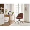 Image de Chaise de bureau LALIE tissu velours côtelé et pietement à roulettes avec hauteur ajustable orange BOBOCHIC