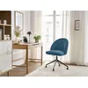 Image de Chaise de bureau LALIE tissu velours côtelé et pietement à roulettes avec hauteur ajustable bleu foncé BOBOCHIC