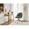Image de Chaise de bureau LALIE tissu velours côtelé et pietement à roulettes avec hauteur ajustable gris foncé BOBOCHIC