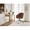 Image de Chaise de bureau SOPHIE tissu velours côtelé et pietement à roulettes avec hauteur ajustable orange BOBOCHIC