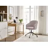 Image de Chaise de bureau SOPHIE tissu velours côtelé et pietement à roulettes avec hauteur ajustable rose BOBOCHIC