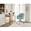 Image de Chaise de bureau SOPHIE tissu velours côtelé et pietement à roulettes avec hauteur ajustable bleu clair BOBOCHIC